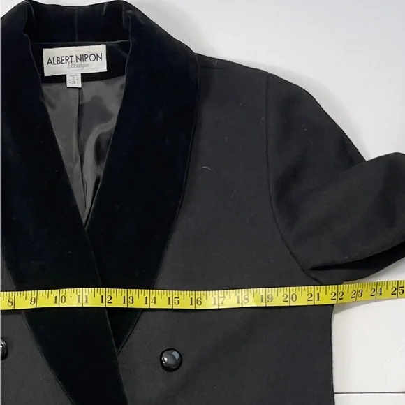 Albert Nipon Black Velvet Collar Coat - Picture 4 of 7